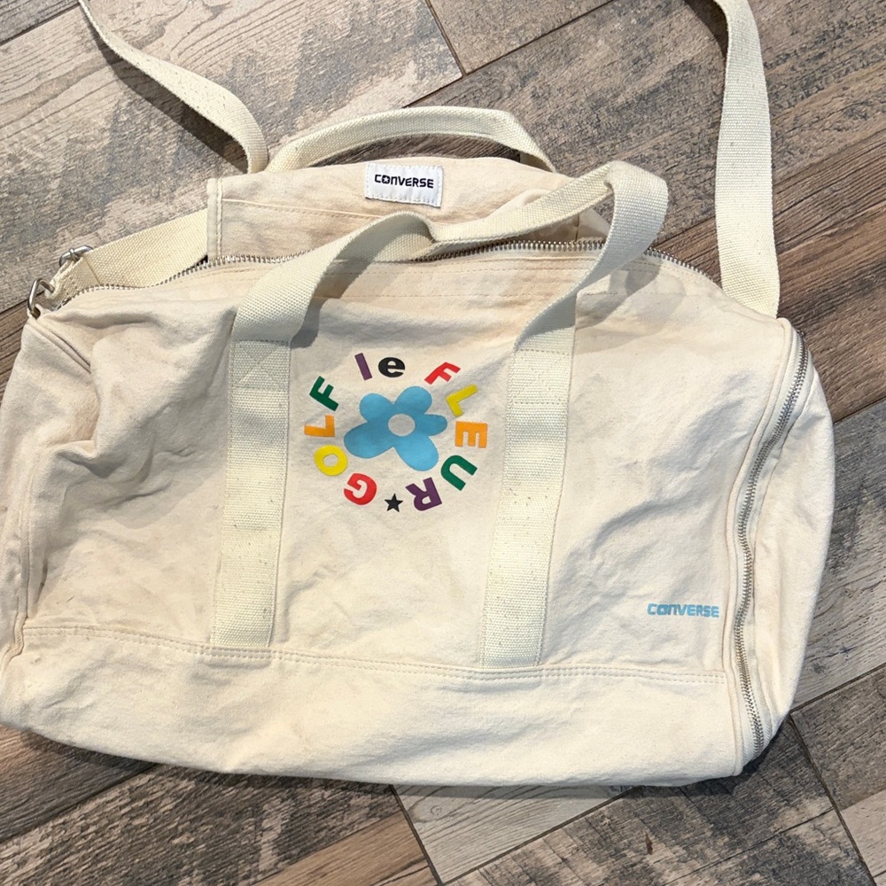 Converse Cream Travel Bag with Colorful Logo